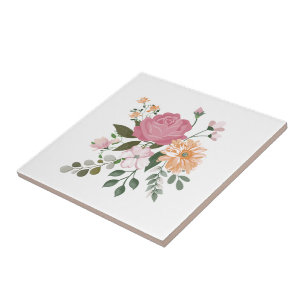 Azulejo De Cerâmica Flores de aquarela