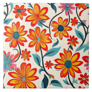 Azulejo De Cerâmica Flores de Arte Folclórica