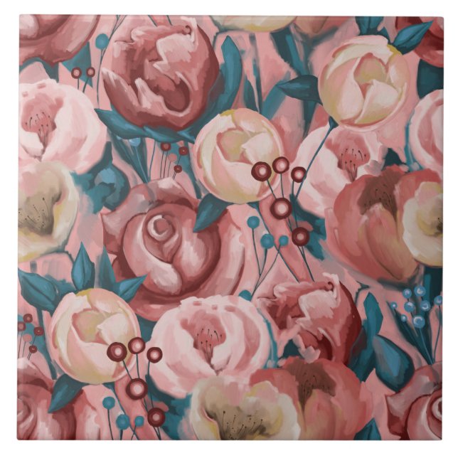 Azulejo De Cerâmica Flores de bege (Frente)