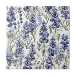 Azulejo De Cerâmica Flores de Bluebonnets Blue Watercolor Flores