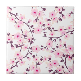 Azulejo De Cerâmica Flores de Cerejeira Rosa Branco