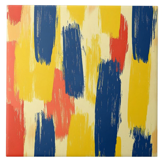 Azulejo De Cerâmica Flores de Crayon e Borboleta e Traços de Tintas (Frente)