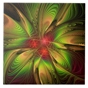 Azulejo De Cerâmica Flores de fantasia fractal suaves e tenra