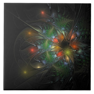 Azulejo De Cerâmica Flores de fantasia fractal suaves e tenra