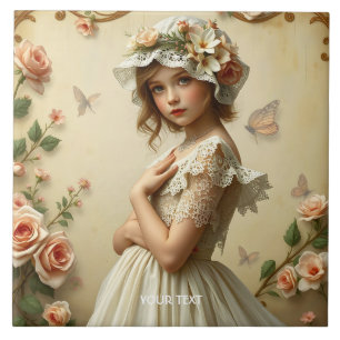 Azulejo De Cerâmica Flores de Garota Vitoriana Fantasy