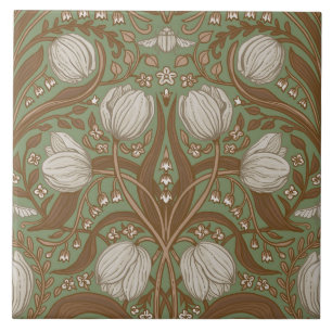Azulejo De Cerâmica Flores de Jardim de Primavera sobre sálvia