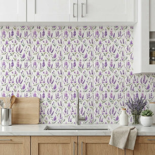 Azulejo De Cerâmica Flores de Lavanda Verde Sage Roxo