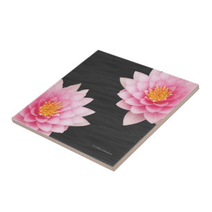 Azulejo De Cerâmica Flores de Lotus Rosa Flutuantes Elegantes