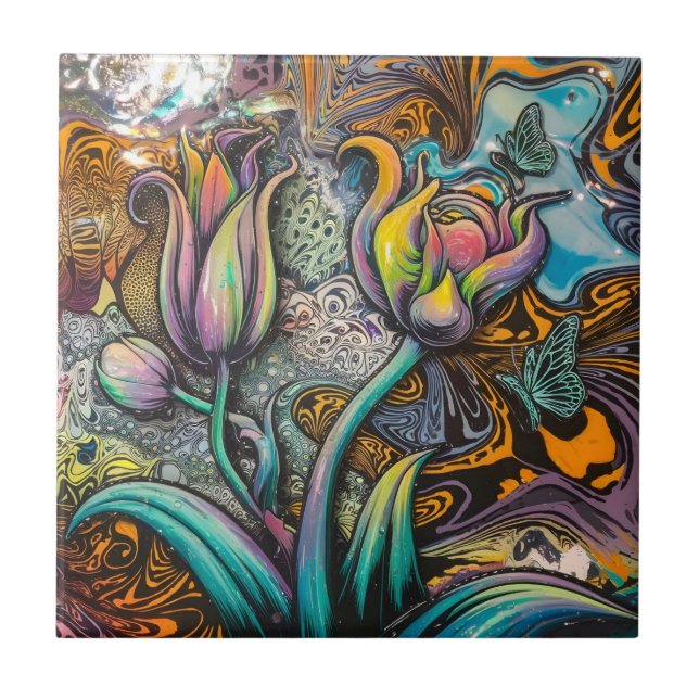 Azulejo De Cerâmica Flores de Mandala (Frente)