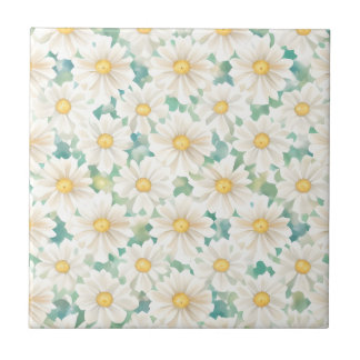 Azulejo De Cerâmica Flores de margarida de padrão floral