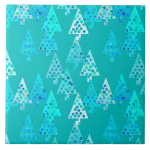 Azulejo De Cerâmica Flores de Natal modernas - Turquesa