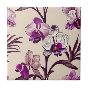 Azulejo De Cerâmica Flores De Orquídeas Roxas