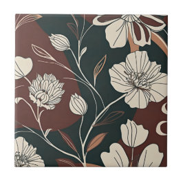 Azulejo De Cerâmica Flores de Outono Noir