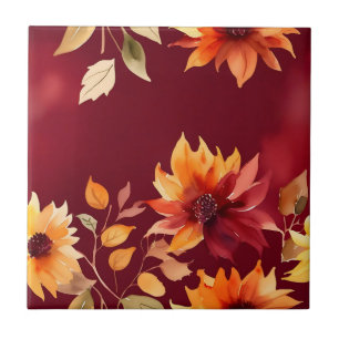 Azulejo De Cerâmica Flores de outono vibrantes na Borgonha