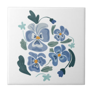 Azulejo De Cerâmica Flores de Pansy Azul Pansias Estéticas