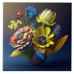 Azulejo De Cerâmica flores de papel 3d