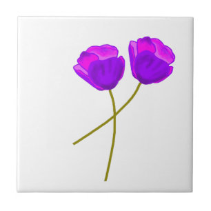 Azulejo De Cerâmica Flores De Papoila Púrpura