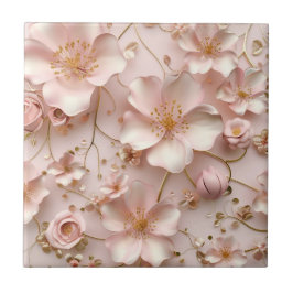 Azulejo De Cerâmica Flores de Pastel Rosa Bonitas