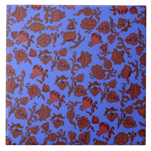 Azulejo De Cerâmica Flores de promoção Bohemian Chic Floral Boho Blue (Frente)