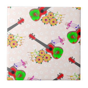 Azulejo De Cerâmica Flores de Ukulele Hibiscus Havaianas