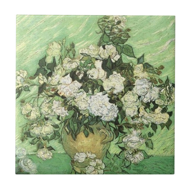 Azulejo De Cerâmica Flores de Van Gogh em Vase (Frente)