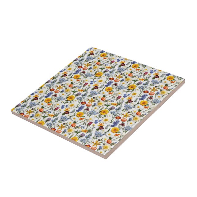 Azulejo De Cerâmica Flores de Verão Coloridas em Azulejo de Impressão  (Lateral)