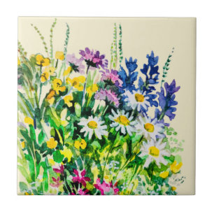 Azulejo De Cerâmica Flores de verão selvagens