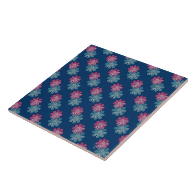 Azulejo De Cerâmica Flores de vidro (rosa/lacre/marinho) (Lateral)