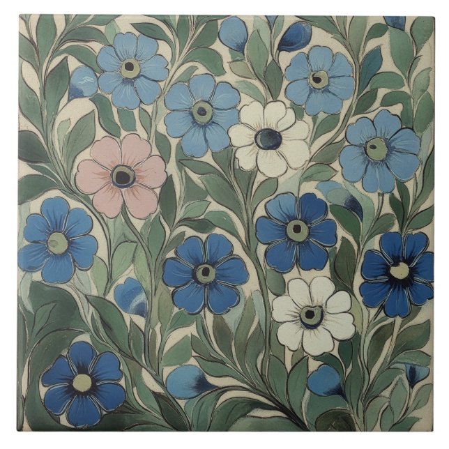Azulejo De Cerâmica Flores de William De Morgan (Frente)
