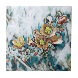 Azulejo De Cerâmica Flores desvanecidas -