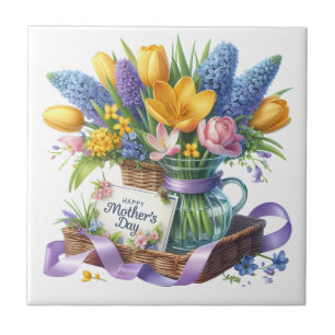 Azulejo De Cerâmica Flores do Dia das Mães