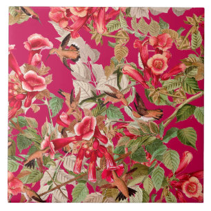 Azulejo De Cerâmica Flores dos animais dos animais selvagens de