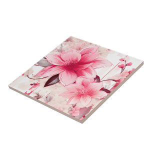 Azulejo De Cerâmica Flores e Blossomos Rosa Corado da Primavera