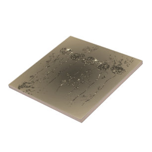 Azulejo De Cerâmica Flores e Borboletas Glitter Douradas - Douradas