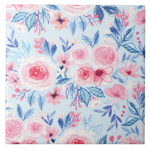 Azulejo De Cerâmica Flores e folhas aquáticas 2