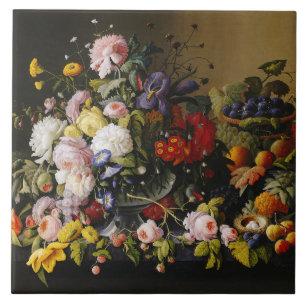 Azulejo De Cerâmica Flores e Frutas de Vintage Stress Life