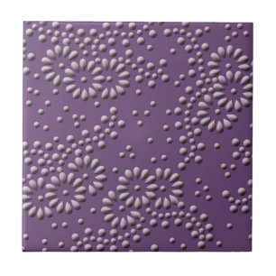 Azulejo De Cerâmica Flores e teste padrão japonês roxo dos pontos