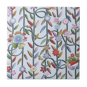 Azulejo De Cerâmica Flores e videiras