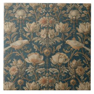 Azulejo De Cerâmica Flores Elegantes Novo Pássaros Vintage