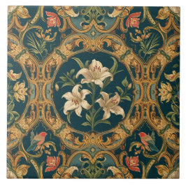 Azulejo De Cerâmica Flores Elegantes Novo Vintage Pássaros
