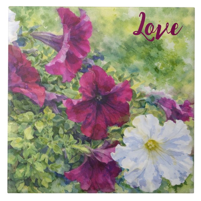 Azulejo De Cerâmica Flores em Aquarela (Frente)