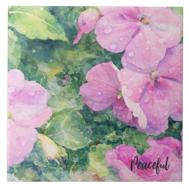 Azulejo De Cerâmica Flores em Aquarela (Frente)