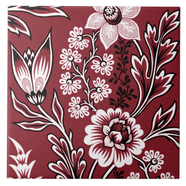 Azulejo De Cerâmica Flores Fantásticas (Marrom) Arte Refinada (Frente)