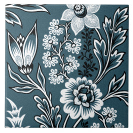 Azulejo De Cerâmica Flores Fantásticas (Slate Teal) Arte Refinado
