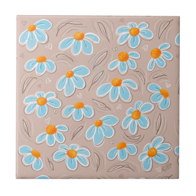 Azulejo de Cerâmica Flores Felizes (Frente)