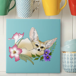 Azulejo De Cerâmica Flores Fennec Fox Cute