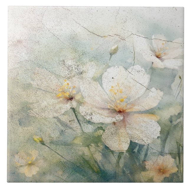 Azulejo De Cerâmica Flores Florais Antigas Design 339 (Frente)