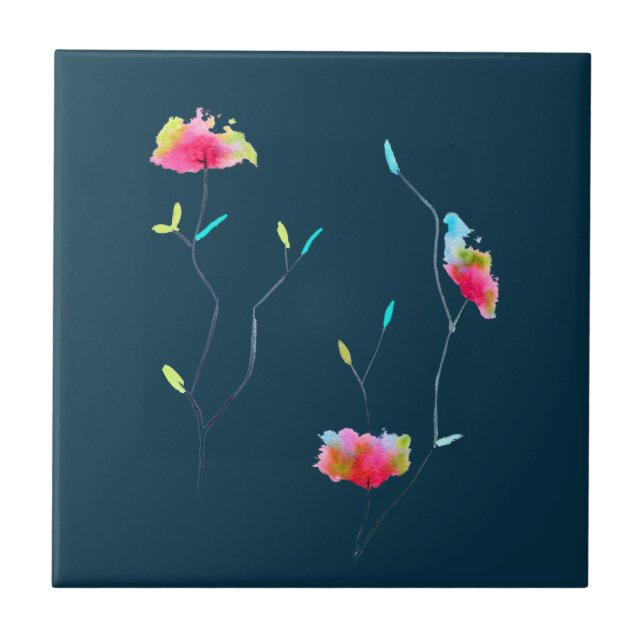 Azulejo De Cerâmica Flores florais modernas Arte de outono (Frente)