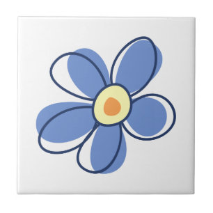 Azulejo De Cerâmica Flores, flores, flores, pétalas - amarelo azul