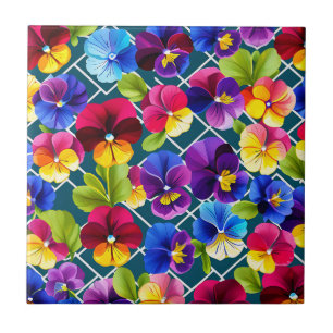 Azulejo De Cerâmica Flores Geométricas Pansy Vibrantes
